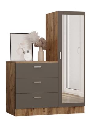 Spintelė Kalune Design Multi Purpose CC6-AA, antracito sp./pušies sp, 47 cm x 100 cm x 140 cm, su veidrodžiu