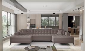 Kampinė sofa Vertizo Savoi 7, ruda sp., 350 x 170 cm x 93 cm