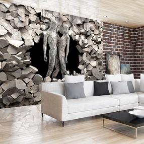 Fototapetas Artgeist Love Made Of Stone - Shiny Silhouettes Surrounded By Sharp Elements LNEW011547, 140 cm x 200 cm