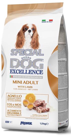 Sausā suņu barība Monge Special Dog Excellence Mini Adult, jēra gaļa/rīsi, 1.5 kg