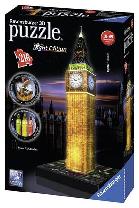 3D dėlionė Ravensburger Big Ben 125883, 17 cm x 17 cm, 216 vnt., įvairių spalvų