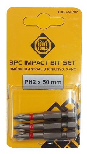 Биты для ударной отвертки Forte Tools BT03C, PH2, 50 мм