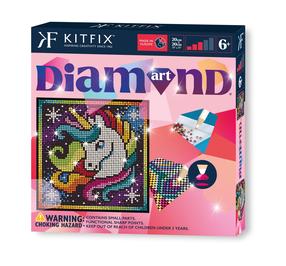 Teemantmosaiik Kitfix Unicorn, valge v./mitmevärviline, 20 x 20 cm