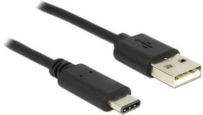 Vads Delock USB 2.0 C male, USB 2.0 A male, 0.5 m, melna krās.