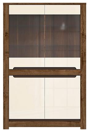 Vitrina Ruso S407-REG2W2D-DARL/PEP, dramblio kaulo sp./ruda sp., 45.5 cm x 104 cm x 158.5 cm