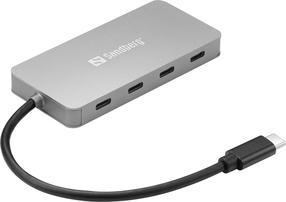USB sadalītājs Sandberg USB-C - 4 x USB-C 136-41 USB-C, 4 x USB-C, pelēka krās.