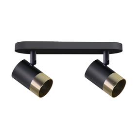 Šviestuvas lubų Candellux Lighting Tobi, GU10, 2 x 15 W, aukso sp./juoda sp. / juoda sp.