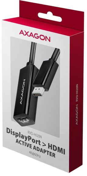Adapteris Axagon RVD-HI20N DisplayPort 1.2 Vīrietis, HDMI A Sieviete, 0.15 m, melna krās.