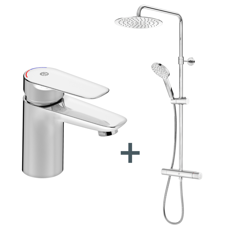 Dušikomplekt+valamusegisti Estetic Gustavsberg, kroom