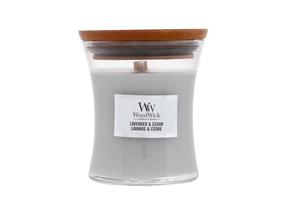 Žvakė, aromatinė WoodWick Lavender&Cedar, 30 h, 85 g, pilka sp.