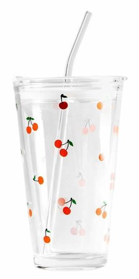 Glāze ar salmiņu Homla Embo Summer, stikls, 0.4 l