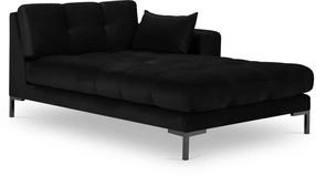Sofa Micadoni Home Mamaia Velvet Chaise Longue Right, juoda sp., dešininė, 185 x 102 cm x 75 cm