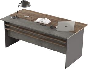 Rašomasis stalas Kalune Design VS1 - CGA, 180 cm x 75 cm, 89.5 cm, antracito sp./ruda sp./šviesiai pilka sp.