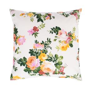Dekoratiivne padi Home4you Holly Bright Roses, valge v./kollane v./roheline v., 50 cm x 50 cm