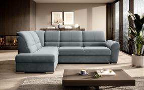 Kampinė sofa Siber Velvetmat 4, pilka sp., kairinė, 270 x 186 cm x 93 cm