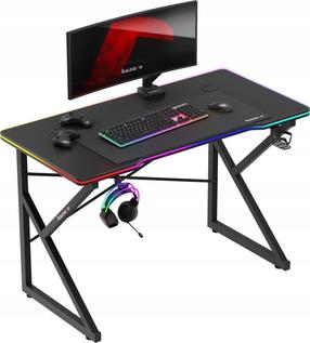 Spēļu galds Huzaro Hero 1.7 RGB, 120 cm x 60 cm, 75 cm, melns krās.
