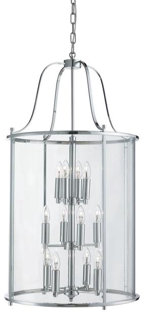 Светильник навесной Searchlight Lantern Grande 30612-12CC, E14, 12 x 60 Вт, прозрачный цв./хромовый цв. / хромовый цв.