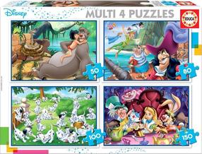 Dėlionė 4in1 Educa Disney Fairy Tale, 24 cm x 34 cm, 380 vnt., įvairių spalvų