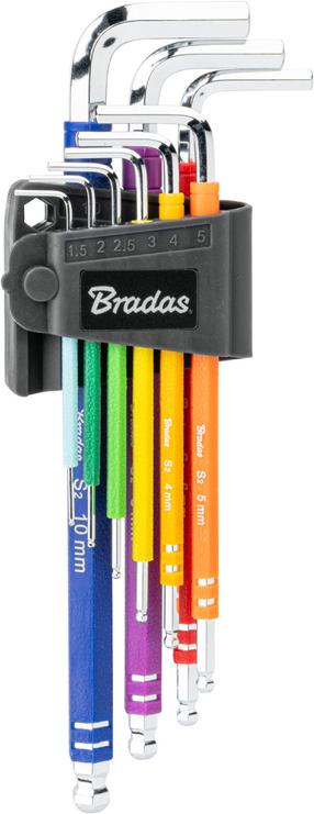 Šešiakampių raktų rinkinys Bradas DIY-HKB62-EL/B, šešiakampis, 9 vnt.