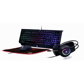 Laidinis klaviatūros ir pelės komplektas Gembird Phantom 4in1 Gaming set, EN, juoda sp.