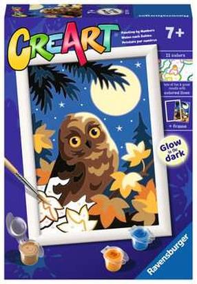 Картина по номерам Ravensburger CreArt Owl In The Moonlight, синий цв./коричневый цв., 13 x 18 cm