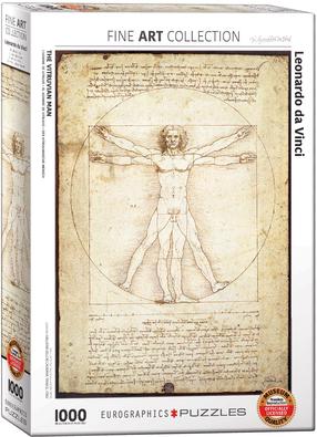 Пазл Eurographics Fine Art Leonardo Da Vinci The Vitruvian Man 6000-5098, 67.6 см x 48.9 см, 1000 шт., коричневатый цв.