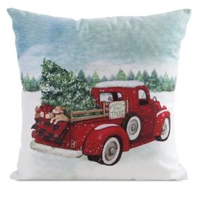 Kalėdinis dekoratyvinės pagalvėlės užvalkalas PSWA-326, balta/raudona/žalia, 45 cm x 45 cm