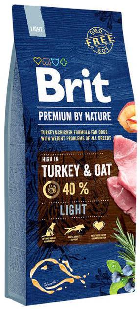 Sausas šunų maistas Brit Premium By Nature Light, kalakutiena, 15 kg