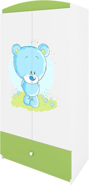 Vaikiška spinta Kocot Kids Babydreams Blue Teddybear, balta sp./žalia sp., 90 cm x 52 cm x 175.5 cm