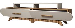 TV staliukas Kalune Design Flora, kreminė sp./riešuto sp., 205 cm x 36.8 cm x 50 cm