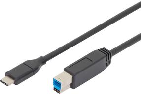 Vads Digitus USB Type-C to USB-B AK-300149-018-S USB-C, USB B male, 1.8 m, melna krās.