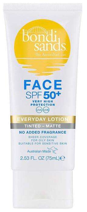 Losjonas įdegio priežiūrai veidui Bondi Sands Face Everyday Fragrance-Free Tinted SPF50+, 75 ml
