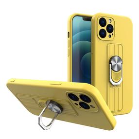 Telefono dėklas Hurtel With Finger Grip And Stand, geltona sp., Apple