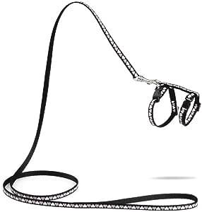 Kačių petnešos su pavadėliu Beeztees 730347, 120 cm x 10 mm, juoda sp.