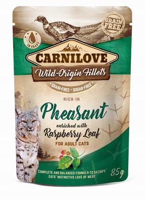 Šlapias kačių maistas Carnilove Pouch Pheasant Raspberry Leaves, fazanų mėsa, 0.085 kg