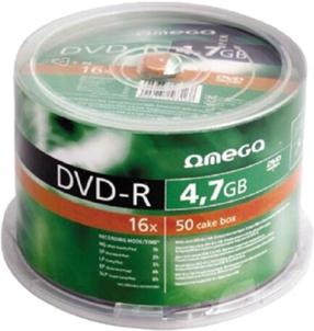 Kirjutatav CD-plaat Omega DVD-R 4.7 GB 16x, 4.7 GB, 50tk