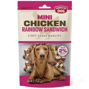 Gardums suņiem Perfecto Mini Rainbow Sandwich, vistas gaļa, 0.070 kg