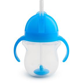 Dzeramā pudele ar silikona salmiņu Munchkin 90122, 207 ml, 6+ mēn., plastmasa, zila krās.