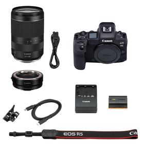 Беззеркальная камера Canon EOS R5 + RF 24-240mm f/4-6.3 IS USM + Mount Adapter EF-EOS R, черный цв.