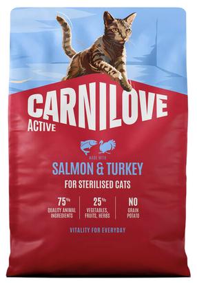 Sausas kačių maistas Carnilove Active Salmon & Turkey Sterilised, kalakutiena/lašiša, 2 kg