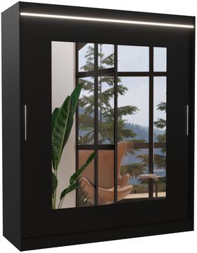 Spinta ADRK Rosette LED, juoda sp., 58 cm x 180 cm x 215 cm, su veidrodžiu