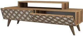 TV staliukas Kalune Design City, riešuto sp./smėlio sp., 140 cm x 41.8 cm x 48.8 cm