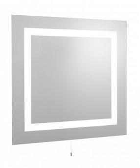 Veidrodis Searchlight Mirrored Glass, su apšvietimu, kabinamas, 70 cm x 65 cm, balta sp.