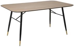 Valgomojo stalas Home4you Flora, aukso sp./juoda sp./medžio sp., 160 cm x 90 cm x 77 cm