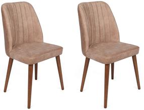 Kėdžių rinkinys Kalune Design Alfa 463 V2 974NMB1637, riešuto sp./smėlio sp., 49 cm x 50 cm x 90 cm, 2 vnt.