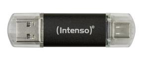 USB atmintinė Intenso Twist Line, antracito sp./skaidri sp., 128 GB