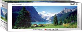 Puzle Eurographics Panoramic Lake Louise Canadian Rockies, 99 cm x 33 cm, 1000 gab., zila krās./zaļa krās.