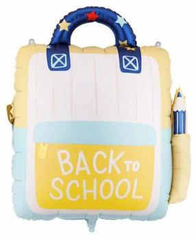 Balionas figūrinis PartyDeco School Backpack, mėlyna sp./geltona sp./rusva sp.