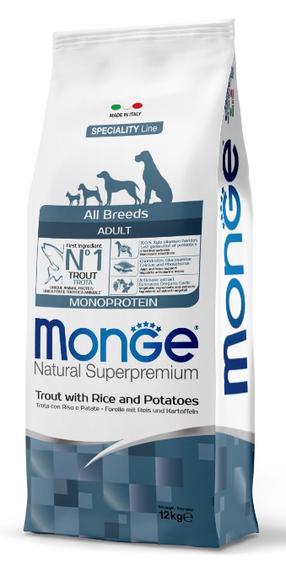 Sausā suņu barība Monge All Breeds Adult Adult, rīsi/kartupeļi/forele, 12 kg