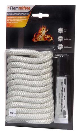 Blīvēšanas komplekts Flammifera, 250 cm, 1 cm, tekstilmateriāls, balta krās./melna krās.